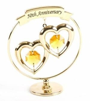 A CRYSTOCRAFT 50th GOLDEN ANNIVERSARY - CAKE TOPPER AND GIFT - SWAROVSKI CRYSTAL