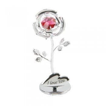 A CRYSTOCRAFT 'I LOVE YOU ROSE' CAKE TOPPER AND GIFT - SWAROVSKI CRYSTAL