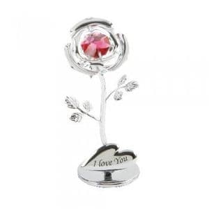 A CRYSTOCRAFT 'I LOVE YOU ROSE' CAKE TOPPER AND GIFT - SWAROVSKI CRYSTAL