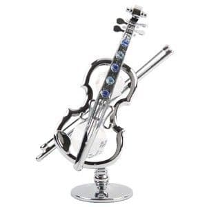 A CRYSTOCRAFT 'VIOLIN AND BOW' SWAROVSKI CRYSTAL CAKE TOPPER AND KEEPSAKE