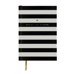 A5 Pretty Posh Black and White Stripe Notebook - Posh Office Study Student Stationery