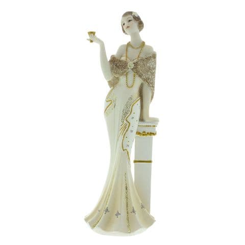 Art Deco lady figurine in Cream and Gold Broadway Belles by Juliana 'Lisette' 58435