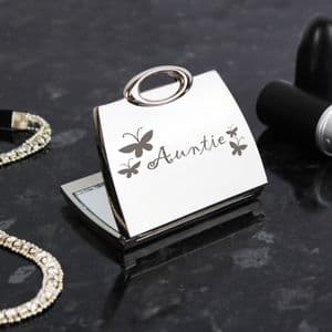 Auntie Silver Handbag Compact Mirror Gift for Auntie
