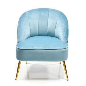 Baby Blue Velvet Contemporary Cocktail Chair - Occasional Lounge or Bedroom Chair