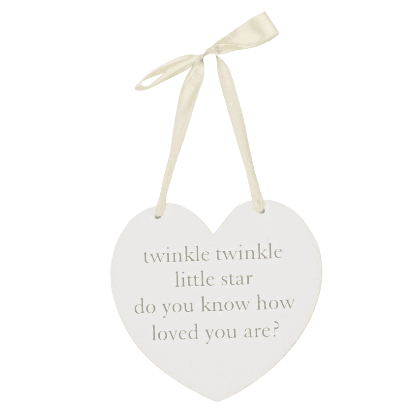Baby Heart Shaped Hanging Plaque for Baby's room Twinkle Twinkle Little Star Gift