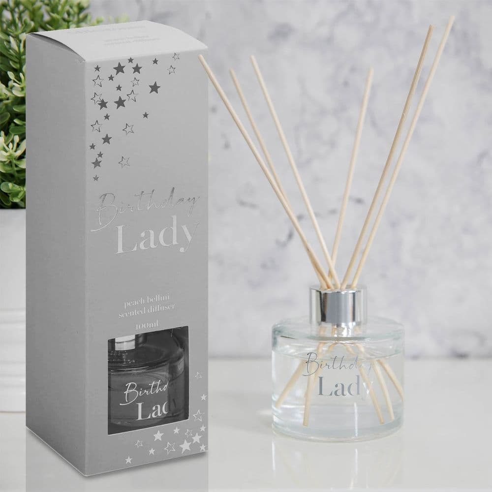 Birthday Lady Fragranced Reed Diffuser Silver Gift For Her - Beautiful ...