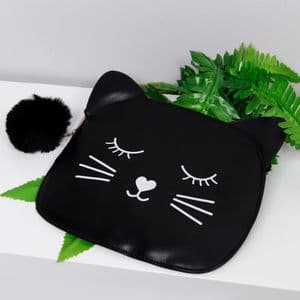 Black Cat Design Faux Leather Cosmetic Bag gift
