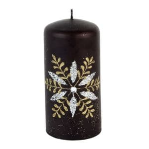 Black Christmas & Halloween Pillar Candle Embellished With Gold & Diamante
