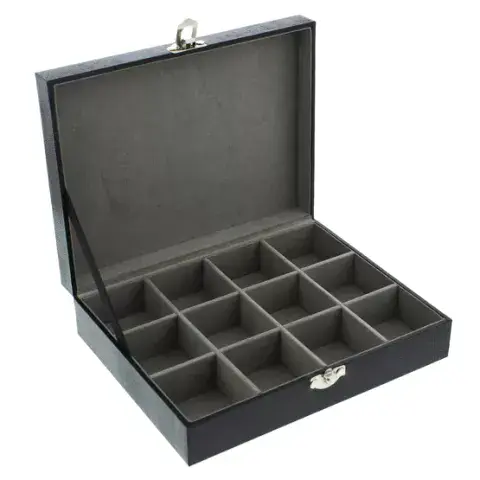 Black Lizard Vinyl Cufflink Storage Box Gift