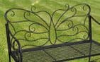 Black Metal Butterfly Garden Bench - Black Ornate Wroght Metal Butterfly Bench