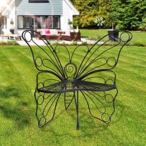 Black Metal Butterfly Garden Chair - Black Ornate Wroght Metal Butterfly Chair