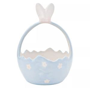 Blue Ceramic Bunny Ears Easter Basket