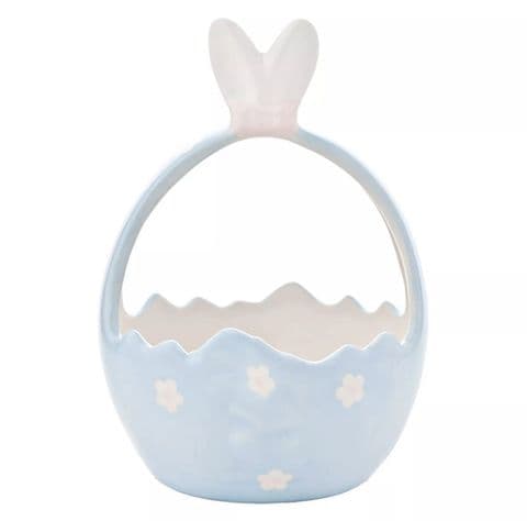Blue Ceramic Bunny Ears Easter Basket