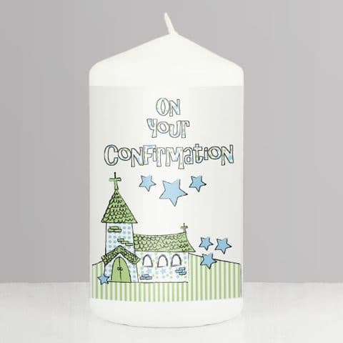 Blue Confirmation Church Candle - On Your Confirmation Gift Keepsake