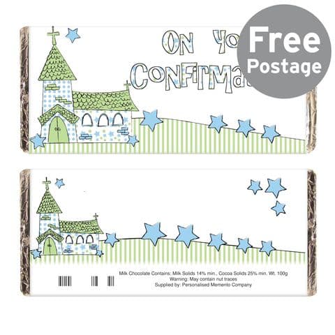 Blue Confirmation Milk Chocolate Bar Gift - Confirmation Gift Free Delivery