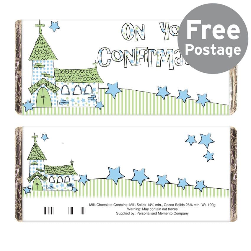 Blue Confirmation Milk Chocolate Bar Gift - Confirmation Gift Free Delivery