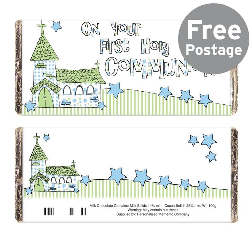 Blue On Your Communion Church Milk Chocolate Bar Gift
