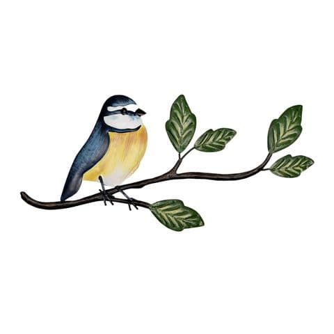 Blue Tit Bird Metal Wall Art Sculpture for Garden and Home