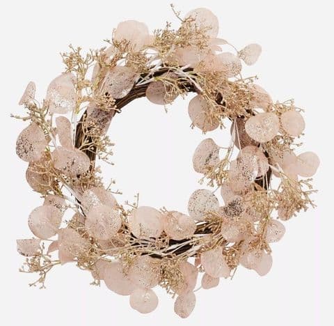Blush Pink Dried Foliage Christmas Wreath | Whimsical Pastel Décor