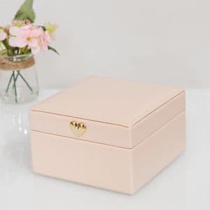 Blush Pink Jewellery Box With Rose Gold Heart Clasp Small