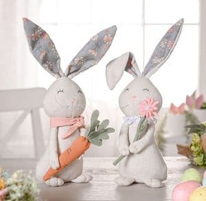 Boy & Girl Rustic Country Bunny Decorations Set Of 2