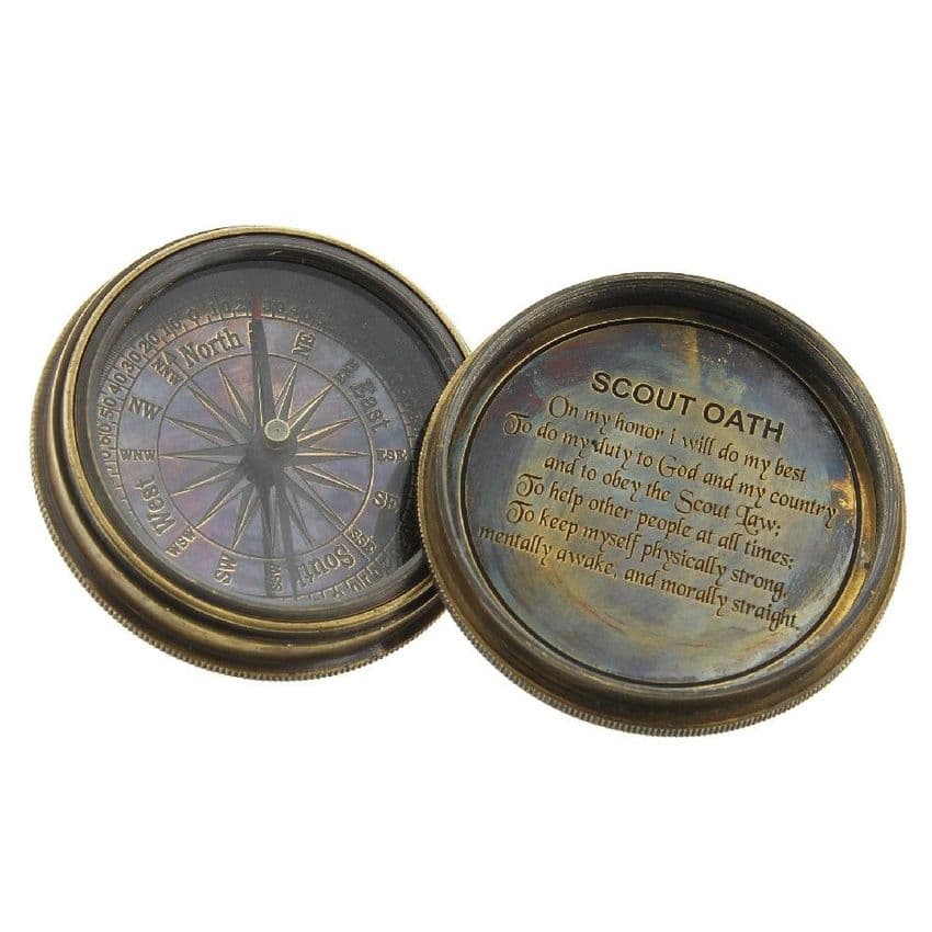 Brass Boy Scout Compass by Emporium Gifts for Men - Authentic replica antique boy scout compass retro gift for men.