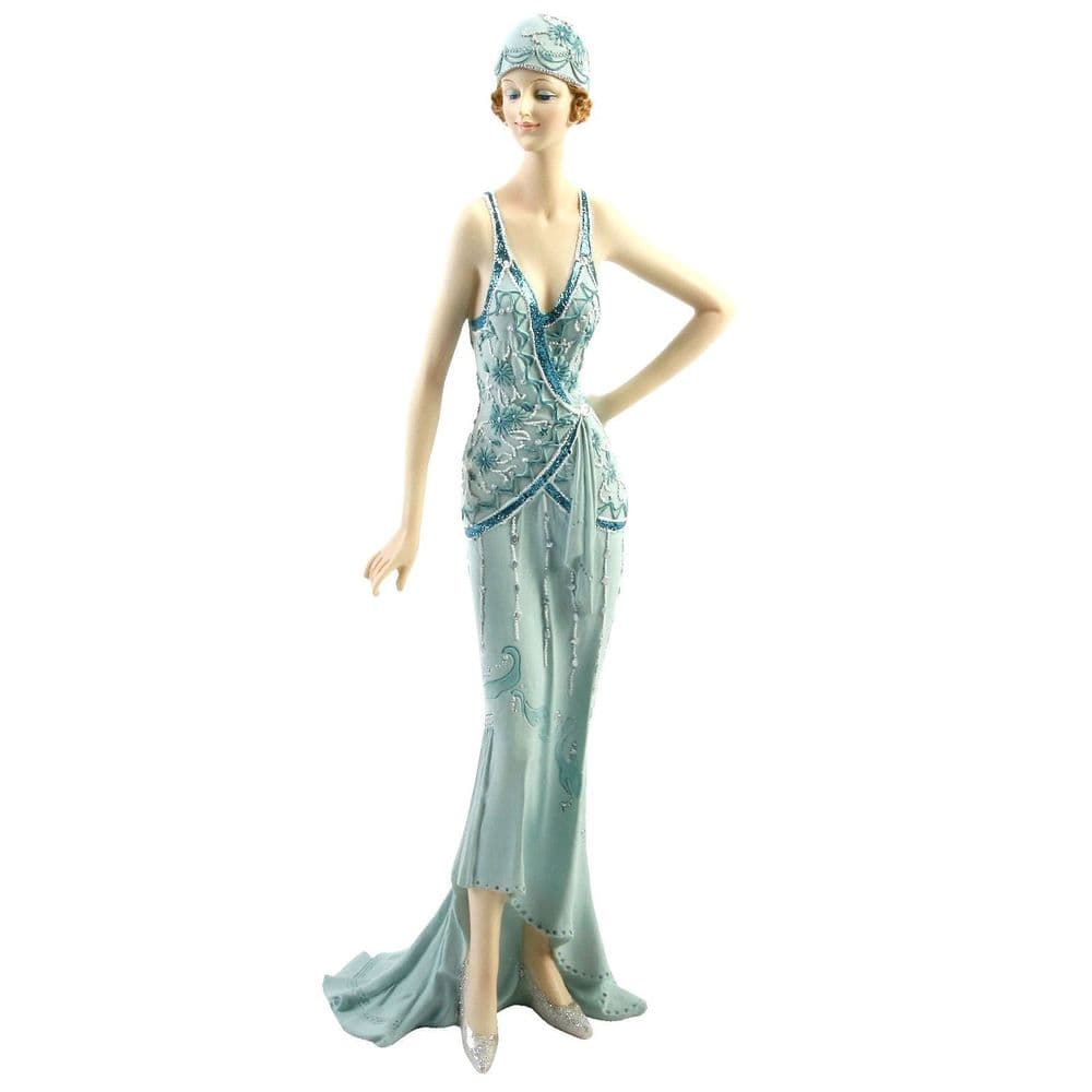 Broadway Belles Figurine Art Deco Lady Statue Teal Colour Hand On Hip 58201