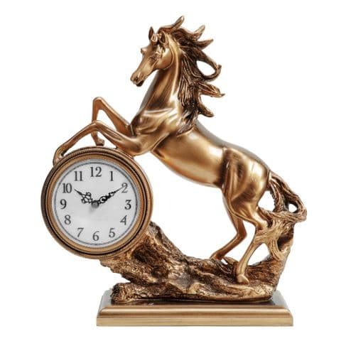Bronze Effect Rearing Horse Luxury Mantel Clock