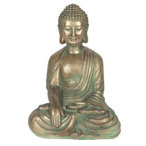 Bronze Verdigris Effect Sitting Buddha Garden Ornament Statue 52cm