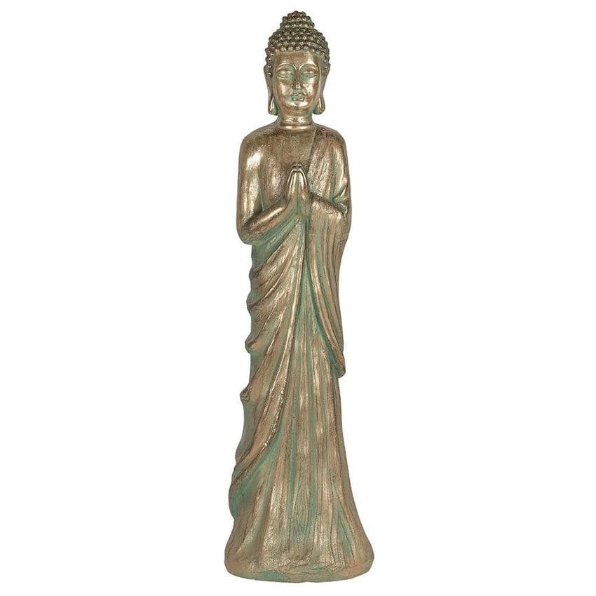 Bronze Verdigris Effect Tall Standing Buddha Garden Ornament Statue