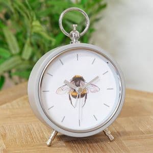 Bumble Bee Grey Metal Alarm Clock