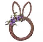 Bunny Ears Natural Rustic Wreath With Purple Foliage simple minimalist decoration