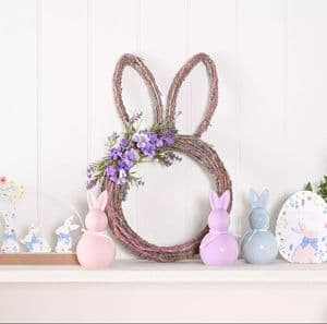 Bunny Ears Natural Rustic Wreath With Purple Foliage