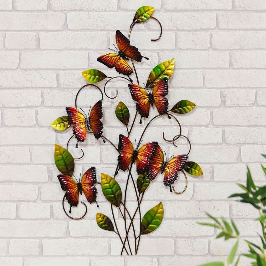 Butterfly Metal Wall Art Ornament For Home and Garden. Hand made colourful metal garden sculpture