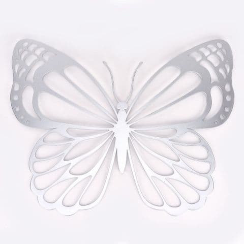 Butterfly Metal Wall Art Silver Silhouette Sculpture For Home and Garden