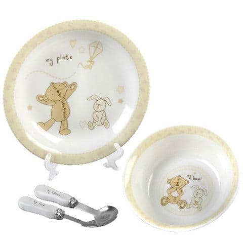 Button Corner Baby Dinner Set Christening and New Baby Gifts