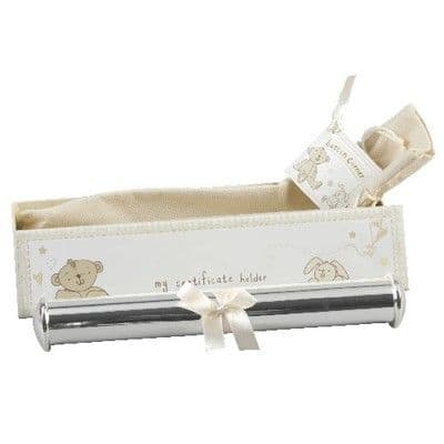 BUTTON CORNER SILVER PLATED CERTIFICATE HOLDER - CHRISTENING GIFT - NEW BABY