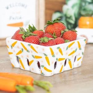 Carrot Design Ceramic Berry Basket Fruit Bowl