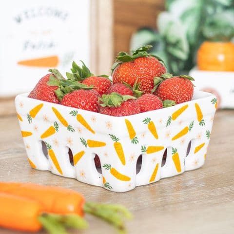 Carrot Design Ceramic Berry Basket Fruit Bowl