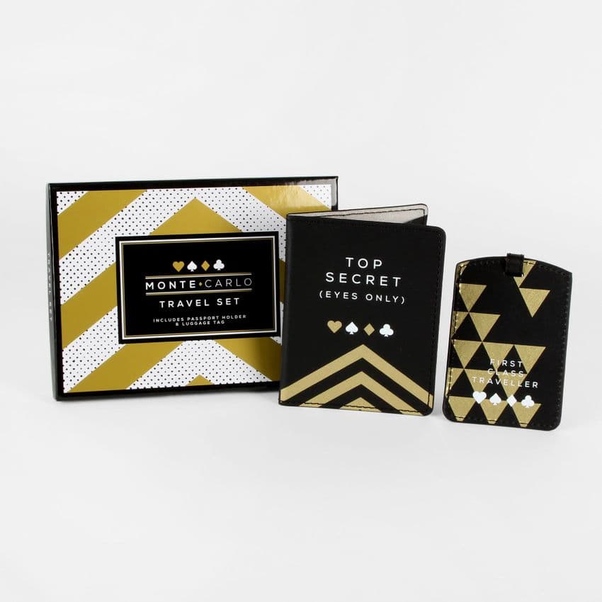 Casino Poker Passport Holder and luggage tag gift set for poker casino and gambling lovers