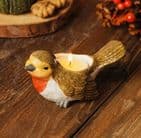 Ceramic Christmas Robin Redbreast Tealight Holder | Hand Painted Candle Holder UK