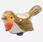 Ceramic Christmas Robin Redbreast Tealight Holder | Hand Painted Candle Holder UK