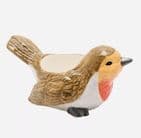 Ceramic Christmas Robin Redbreast Tealight Holder | Hand Painted Candle Holder UK
