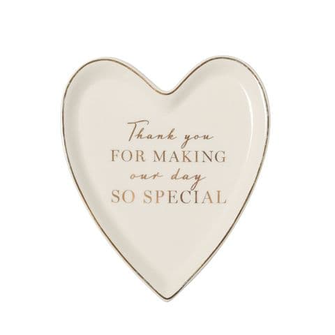 Ceramic Heart Trinket Dish Wedding Gift - Thank you for making our day...