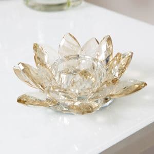 Champagne Cut Glass Faceted Luxury Candle Holder