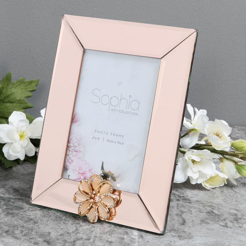 Champagne Mirrored Glass Photo Frame 4 x 6 Luxury Embellished Frame