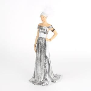 Charleston Lady 1920s White & Silver Figurine By Juliana Alice 58308