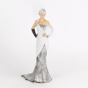 Charleston Lady 1920s White & Silver Figurine By Juliana  Margaret 58309