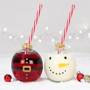 Christmas Bauble Cocktail Drinking Glass - Santa & Snowman Design