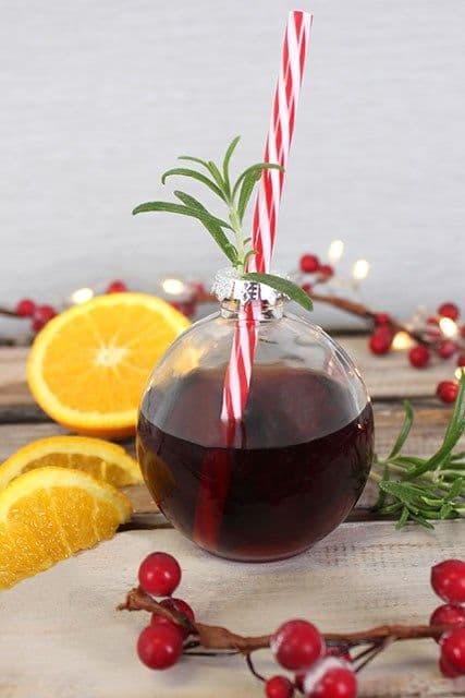 Christmas Bauble Cocktail Drinking Glass With Straw